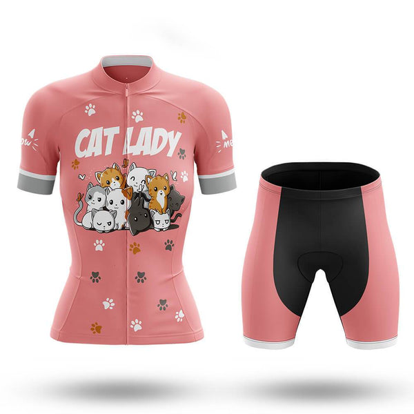 Cat Lady Women's Cycling Jersey Set, Road Bike Cycling Kit for Women, Biking Outfit, Bicycle Suit, Team Racing Uniform
