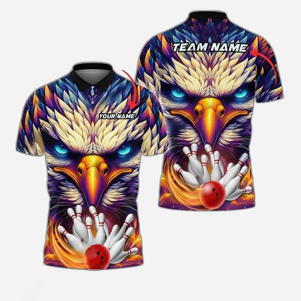 Personalized Bowling Eagle Men Women Polo Shirt Custom Name Bowling Team Jersey