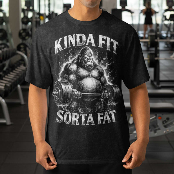 Kinda Fit Sorta Fat Men's Gym T-Shirt, Workout Shirt, Oversized Pump Cover Tee
