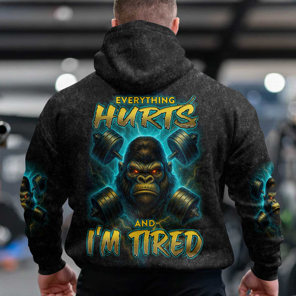 Everything Hurts Men's Gym Hoodie, Workout Shirt, Oversized Pullover Hoodie