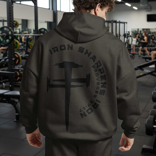 Iron Sharpens Iron Men's Gym Hoodie, Workout Shirt, Oversized Pullover Hoodie