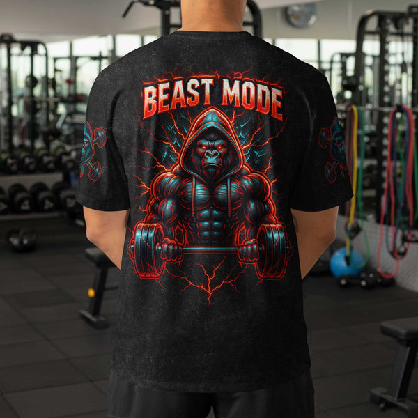 Beast Mode Men's Gym T-Shirt, Workout Shirt, Oversized Pump Cover Tee