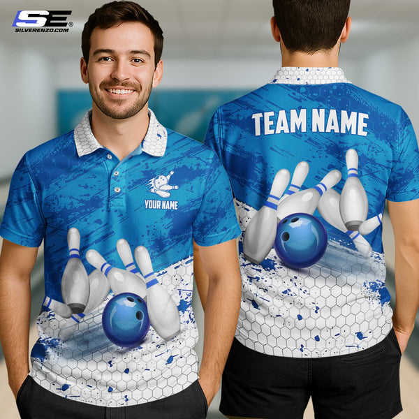 Personalized Bowling And Pins Men Women Polo Shirt Custom Name Bowling Team Jersey