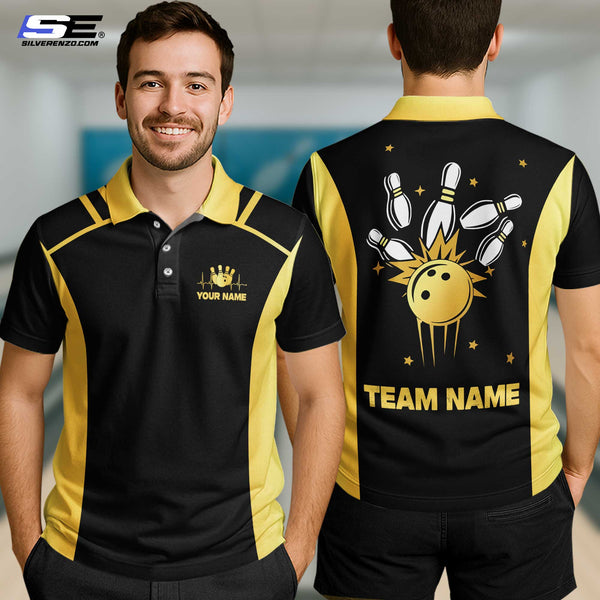 Personalized Bowling Strike Men Women Polo Shirt Custom Name Bowling Team Jersey