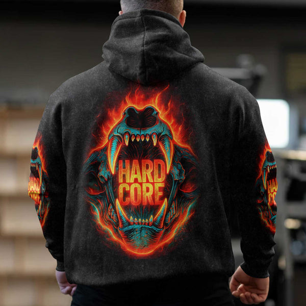 Hard Core Men's Gym Hoodie, Workout Shirt, Oversized Pullover Hoodie