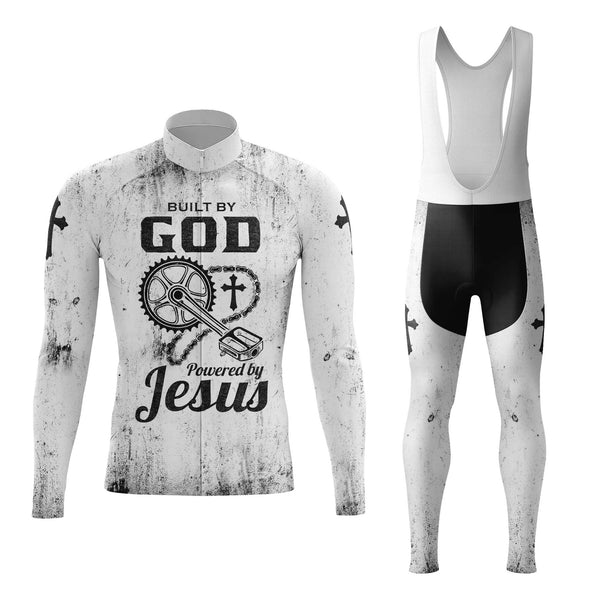 Built By God Powered By Jesus Men's Cycling Jersey Set, Road Bike Cycling Kit for Men, Biking Outfit, Bicycle Suit, Team Racing Uniform