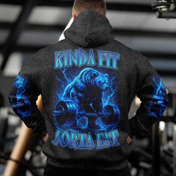 Kinda Fit Sorta Fat Men's Gym Hoodie, Workout Shirt, Oversized Pullover Hoodie