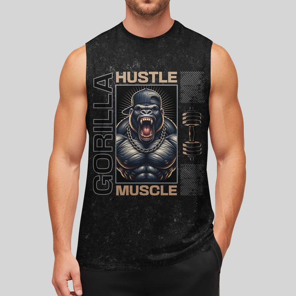Gorilla Hustle Muscle Men's Gym Tank Top, Workout Tank, Oversized Tank