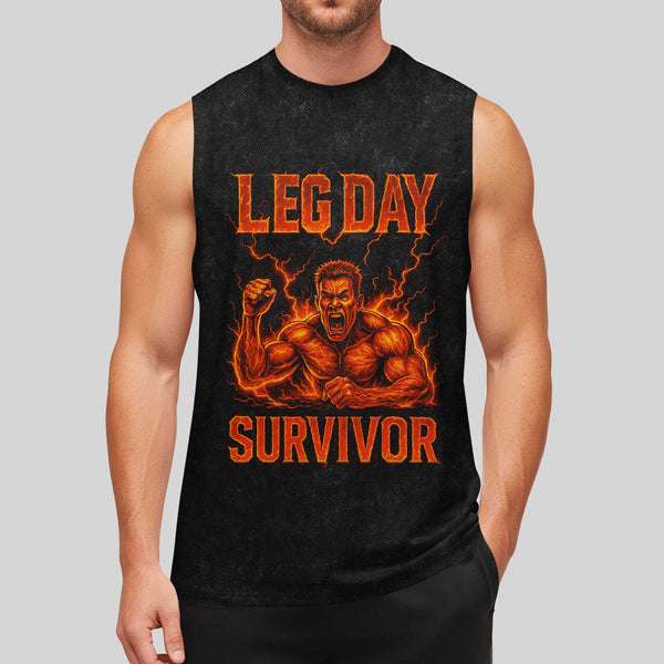 Leg Day Survivor Men's Gym Tank Top, Workout Tank, Oversized Tank