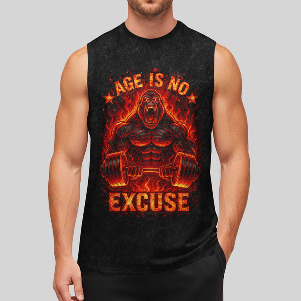 Age Is No Excuse Men's Gym Tank Top, Workout Tank, Oversized Tank
