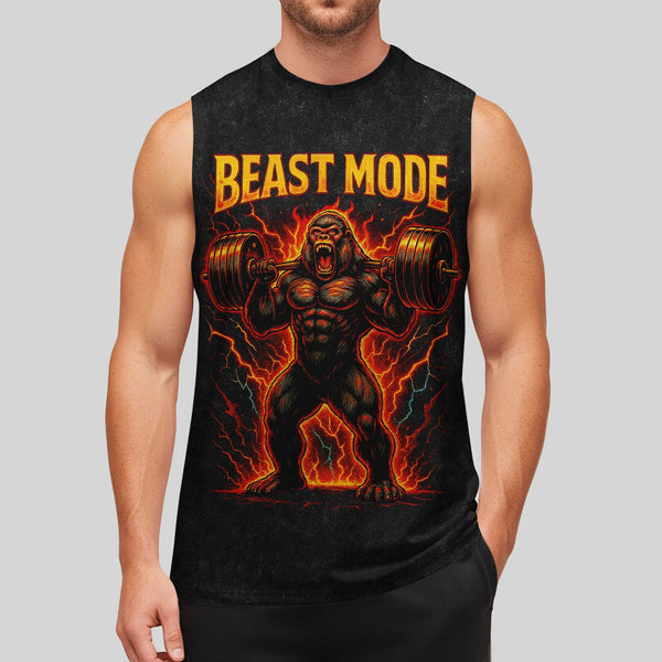 Beast Mode Men's Gym Tank Top, Workout Tank, Oversized Tank