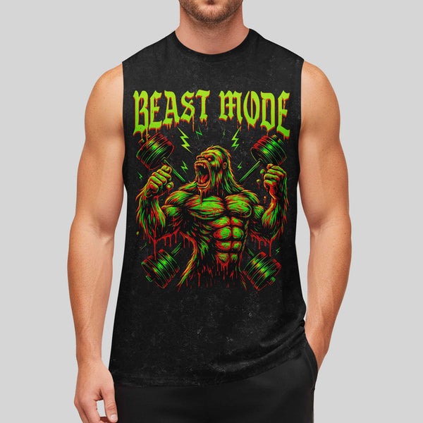 Beast Mode Men's Gym Tank Top, Workout Tank, Oversized Tank