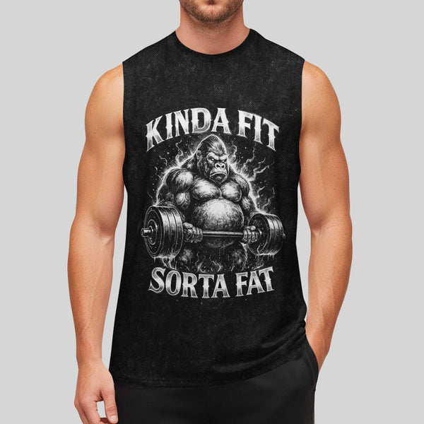 Kinda Fit Sorta Fat Men's Gym Tank Top, Workout Tank, Oversized Tank