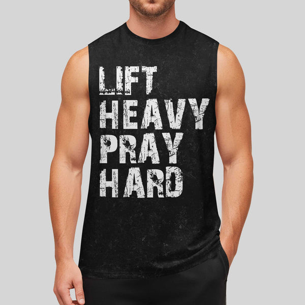 Lift Heavy Pray Hard Men's Gym Tank Top, Workout Tank, Oversized Tank
