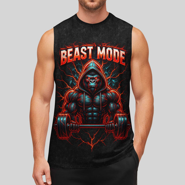 Beast Mode Men's Gym Tank Top, Workout Tank, Oversized Tank