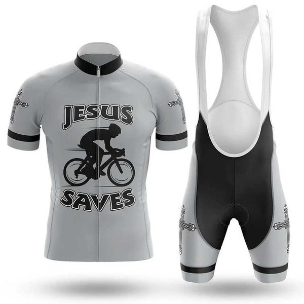 Jesus Saves Men's Cycling Jersey Set, Road Bike Cycling Kit for Men, Biking Outfit, Bicycle Suit, Team Racing Uniform