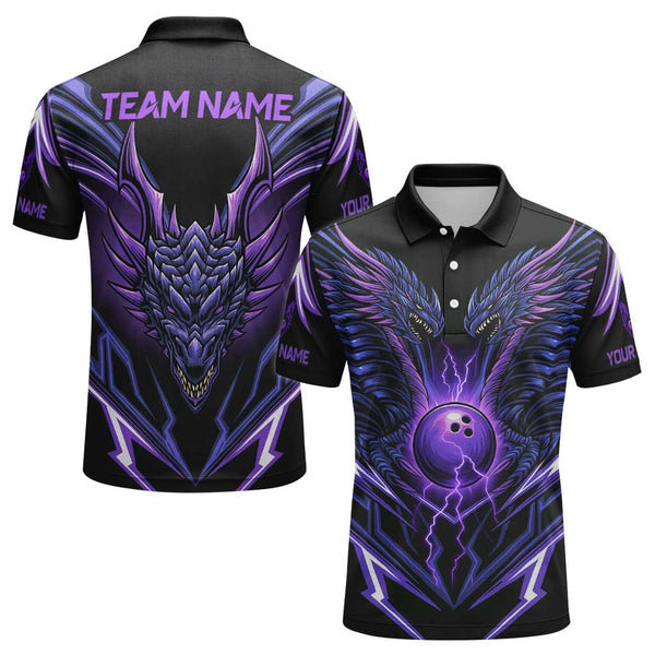Personalized Bowling Dragon Men Women Performance Polo Shirt Custom Name Bowling Team Jersey