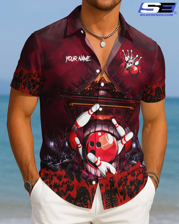 Personalized Bowling Men Women Hawaiian Shirt Custom Name Bowling Team Jersey