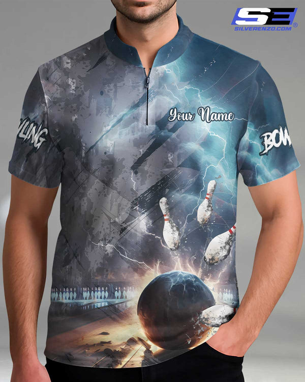 Personalized Bowling Cracked Pins Men Women Polo Shirt Custom Name Bowling Team Jersey