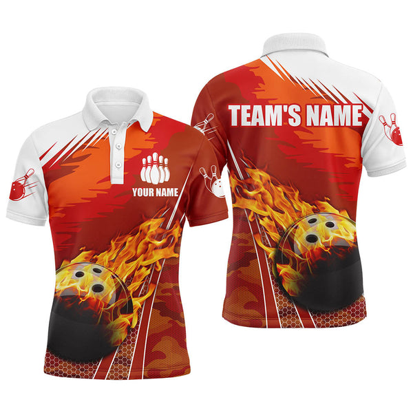 Bowling Flame Personalized Men Women Polo Shirt Custom Bowling Team Jersey