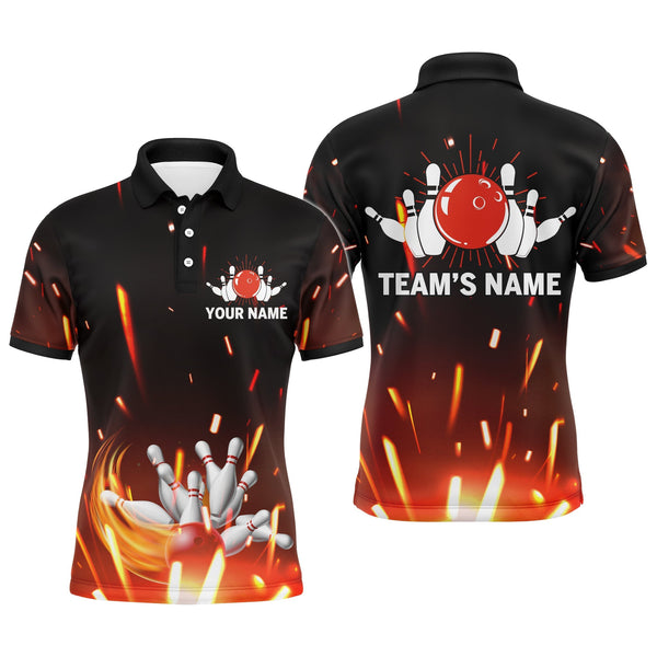 Bowling Flame Personalized Men Women Polo Shirt Custom Bowling Team Jersey