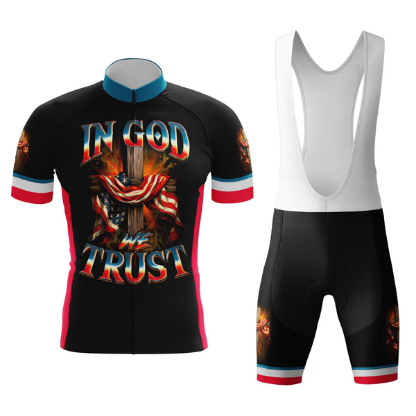 In God We Trust Men's Cycling Jersey Set, Road Bike Cycling Kit for Men, Biking Outfit, Bicycle Suit, Team Racing Uniform