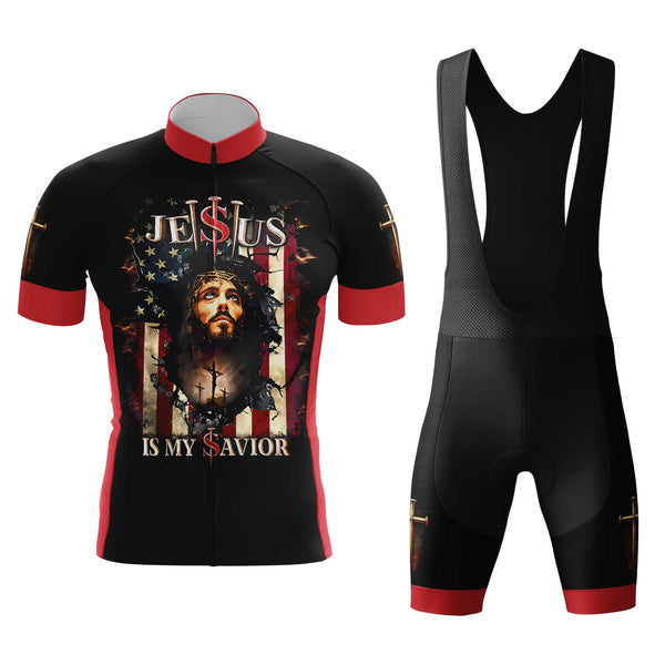 Jesus Is My Savior Men's Cycling Jersey Set, Road Bike Cycling Kit for Men, Biking Outfit, Bicycle Suit, Team Racing Uniform