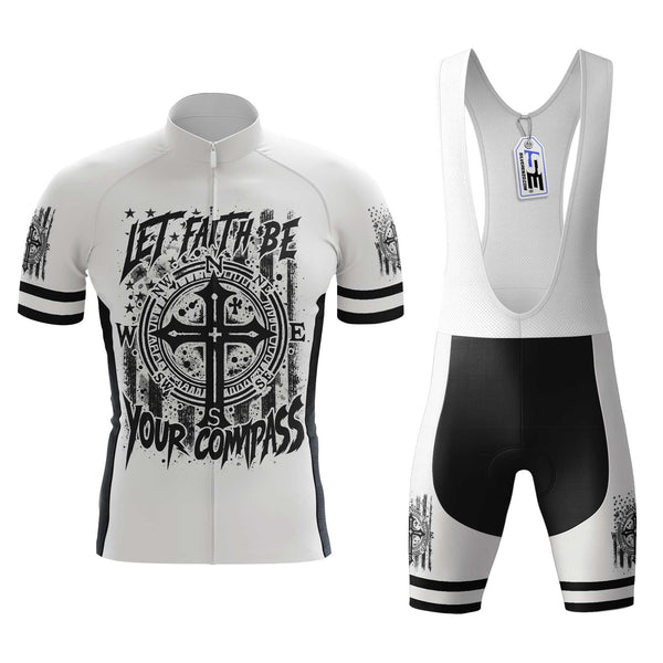 Let Faith Be Your Compass Men's Cycling Jersey Set, Road Bike Cycling Kit for Men, Biking Outfit, Bicycle Suit, Team Racing Uniform