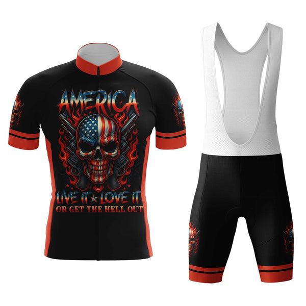 Skull America Men's Cycling Jersey Set, Road Bike Cycling Kit for Men, Biking Outfit, Bicycle Suit, Team Racing Uniform
