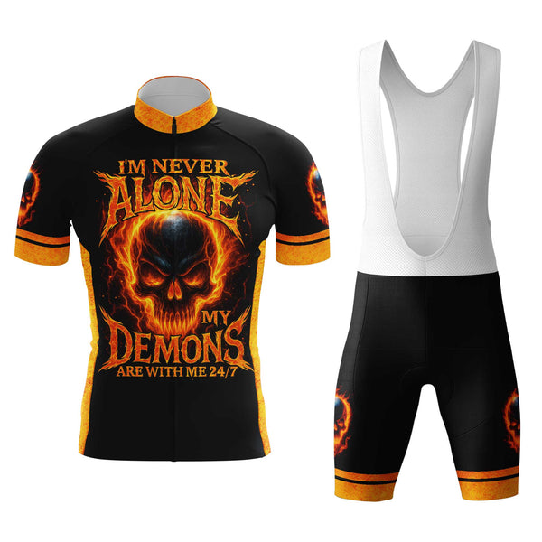 I'm Never Alone Skull Men's Cycling Jersey Set, Road Bike Cycling Kit for Men, Biking Outfit, Bicycle Suit, Team Racing Uniform