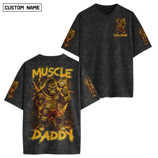 Muscle Daddy Men's Gym T-Shirt, Workout Shirt, Oversized Pump Cover Tee