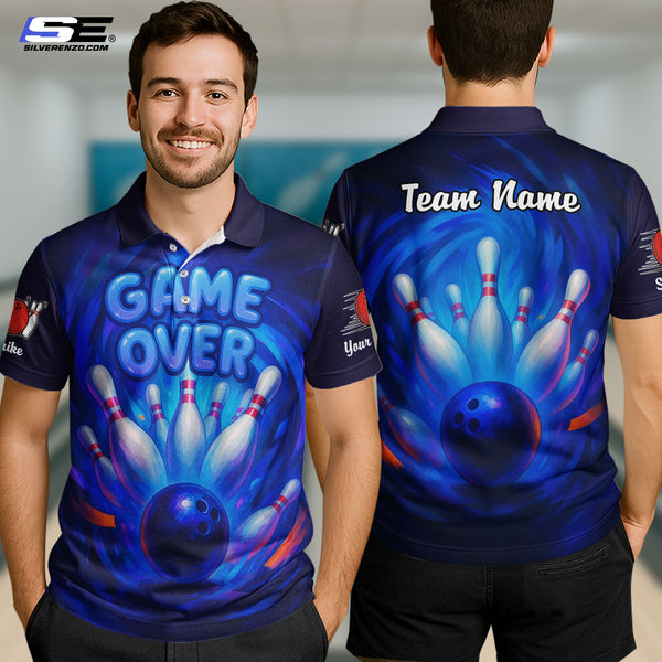 Personalized Bowling Strike Game Over Men Women Polo Shirt Custom Name Bowling Team Jersey