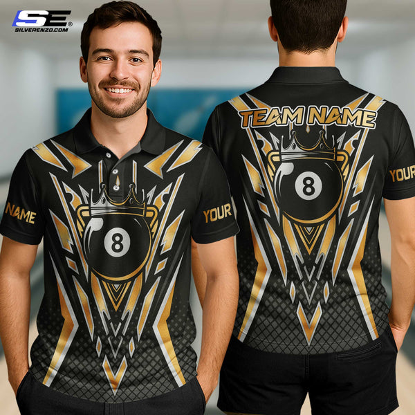 Custom Billiard 8 Ball King Men Women Performance Polo Shirt Personalized Billiards Team Jersey