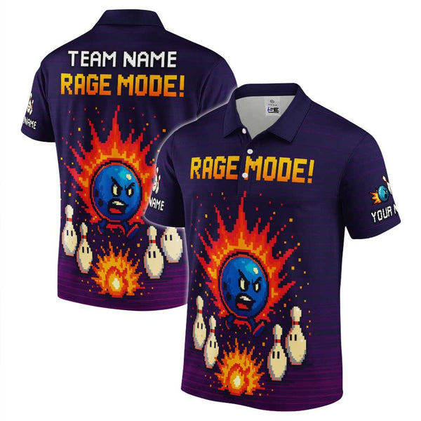 Personalized Bowling Rage Mode Men Women Performance Polo Shirt Custom Name Bowling Team Jersey