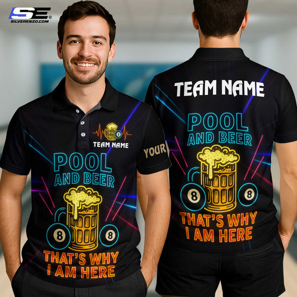 Custom Billiard 8 Ball Pool And Beer Men Women Performance Polo Shirt Personalized Billiards Team Jersey
