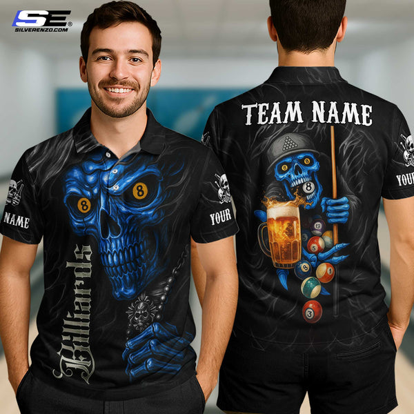 Custom Billiard Reaper And Beer Men Women Performance Polo Shirt Personalized Billiards Team Jersey