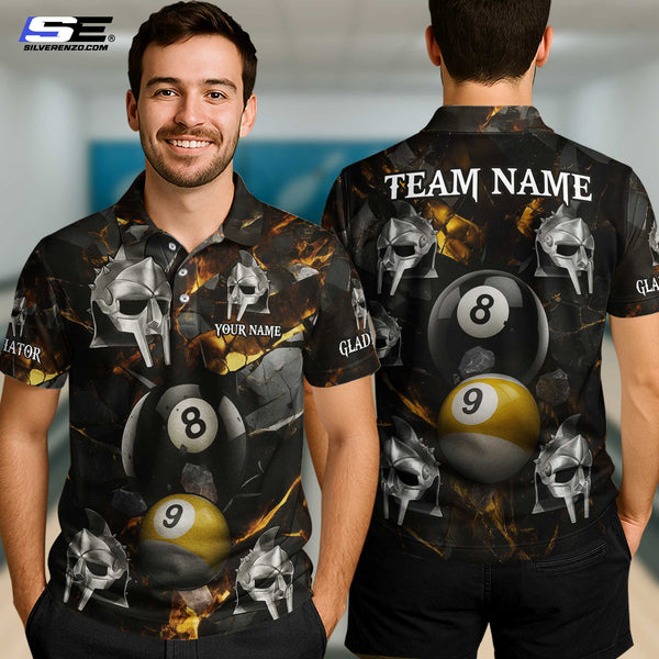 Custom Billiard 8 & 9 Ball Helmet Men Women Performance Polo Shirt Personalized Billiards Team Jersey