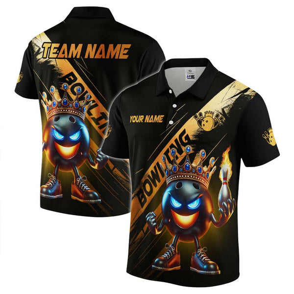 Personalized Bowling King Men Women Performance Polo Shirt Custom Name Bowling Team Jersey