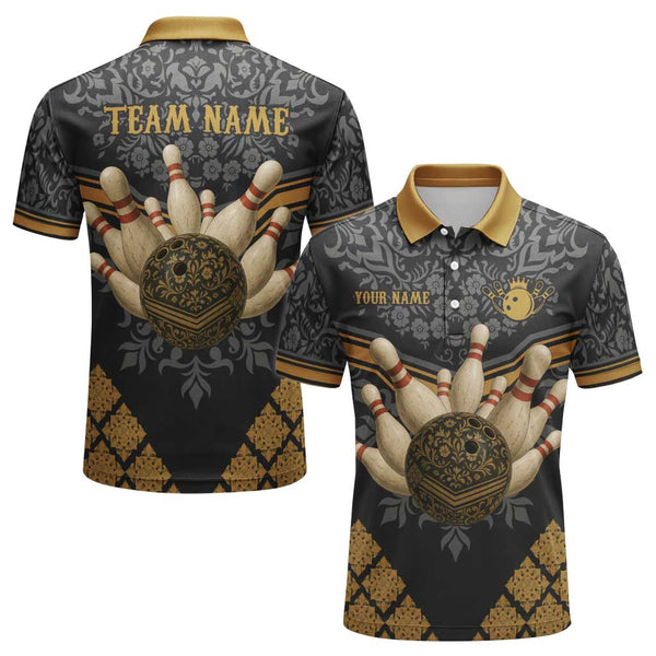 Personalized Bowling Mandala Men Women Performance Polo Shirt Custom Name Bowling Team Jersey