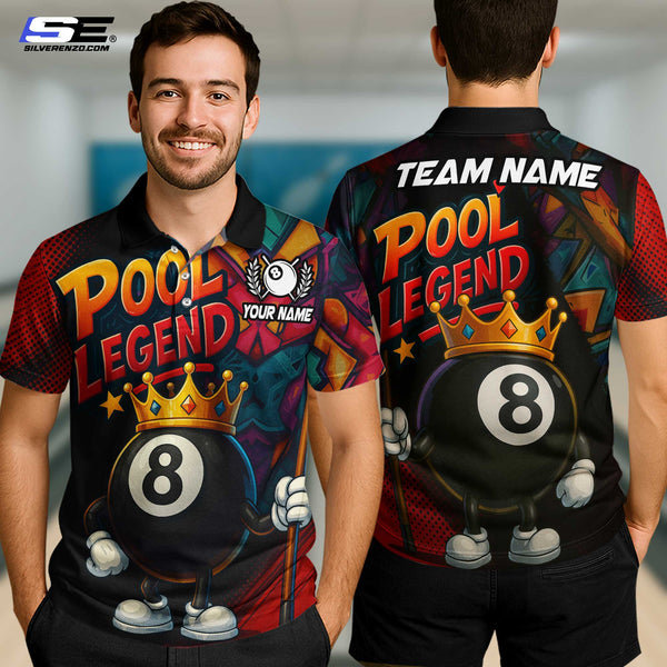 Custom Billiard 8 Ball Pool Legend Men Women Performance Polo Shirt Personalized Billiards Team Jersey