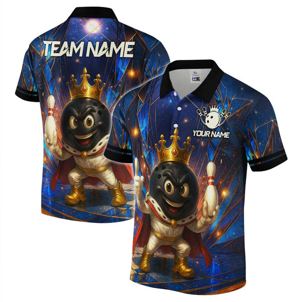 Personalized Bowling King Men Women Performance Polo Shirt Custom Name Bowling Team Jersey