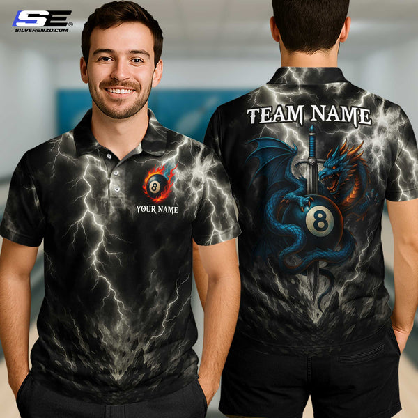 Custom Billiard Dragon 8 Ball Men Women Performance Polo Shirt Personalized Billiards Team Jersey