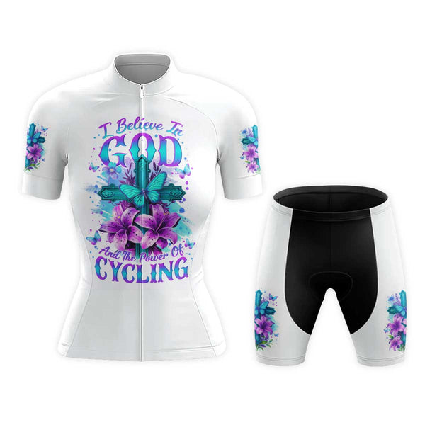 I Believe In God Women's Cycling Jersey Set, Road Bike Cycling Kit for Women, Biking Outfit, Bicycle Suit, Team Racing Uniform