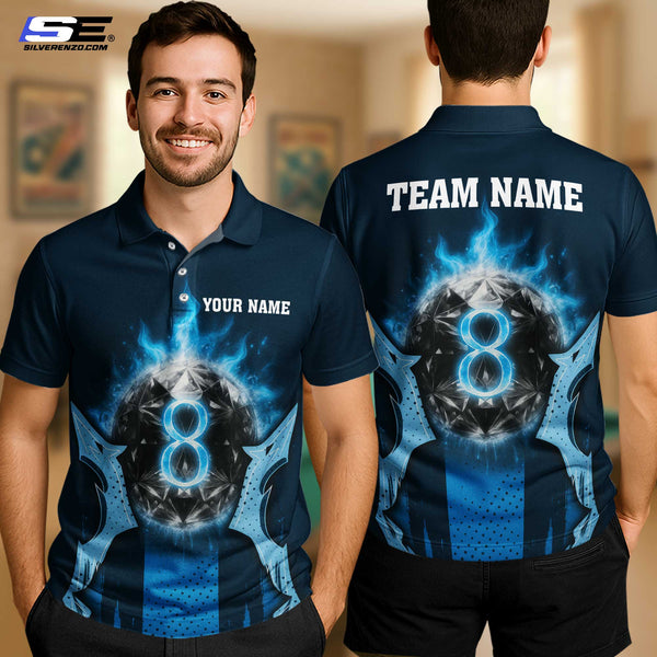 Custom Billiard 8 Ball Men Women Performance Polo Shirt Personalized Billiards Team Jersey