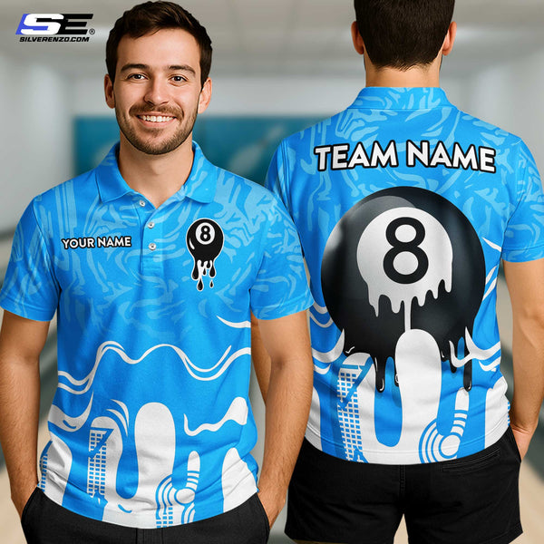 Custom Billiard 8 Ball Men Women Performance Polo Shirt Personalized Billiards Team Jersey