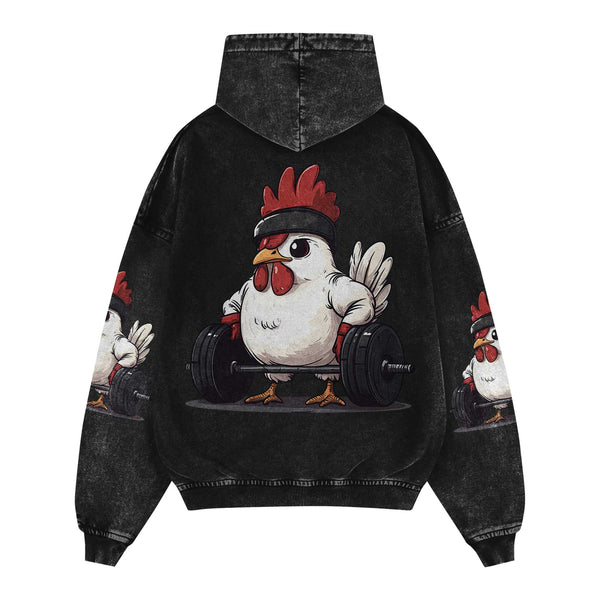 Chicken Lifting Men's Gym Hoodie, Workout Shirt, Oversized Pullover Hoodie