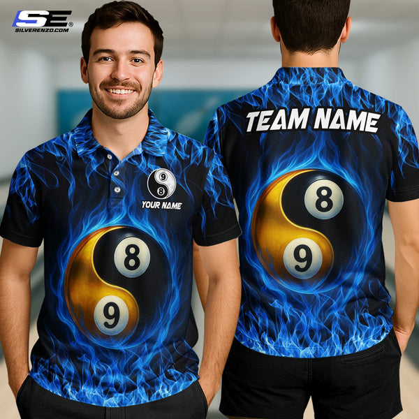Custom Billiard 8 & 9 Ball Yin Yang Men Women Performance Polo Shirt Personalized Billiards Team Jersey
