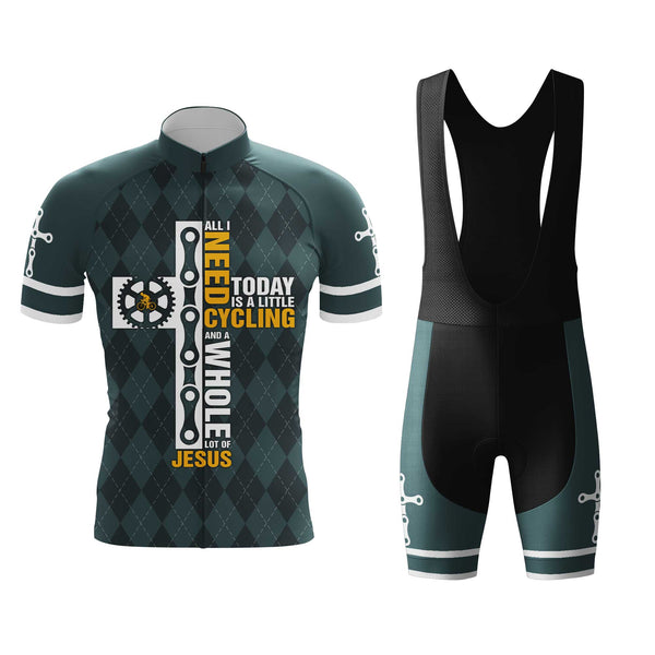 All I Need Is Cycling And Jesus Men's Cycling Jersey Set, Road Bike Cycling Kit for Men, Biking Outfit, Bicycle Suit, Team Racing Uniform