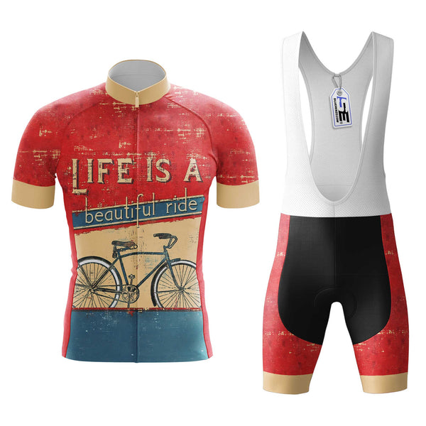 Life Is A Beautiful Ride Men's Cycling Jersey Set, Road Bike Cycling Kit for Men, Biking Outfit, Bicycle Suit, Team Racing Uniform