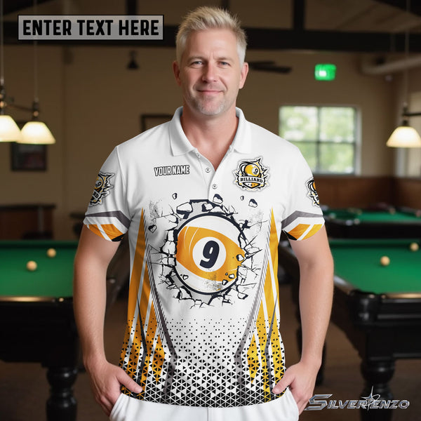 Billiards 9 Ball Pool Personalized Men Women Polo Shirt Custom Billiard Team Jersey